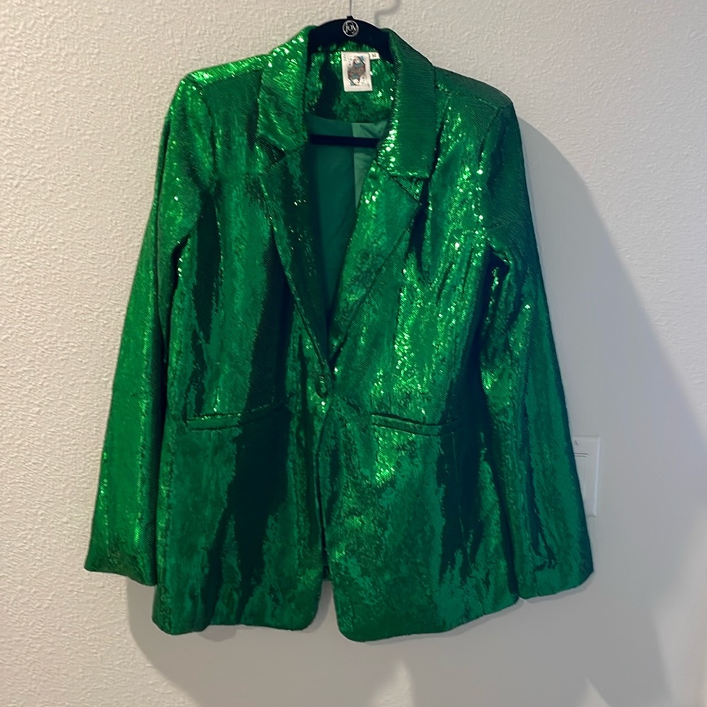 Queen of Sparkles green sequin blazer